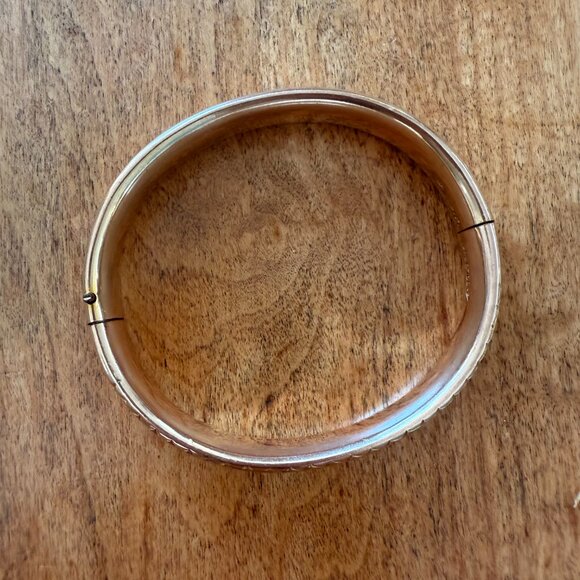 Floral Gold-Tone Hinged Cuff Bracelet - Picture 2 of 6